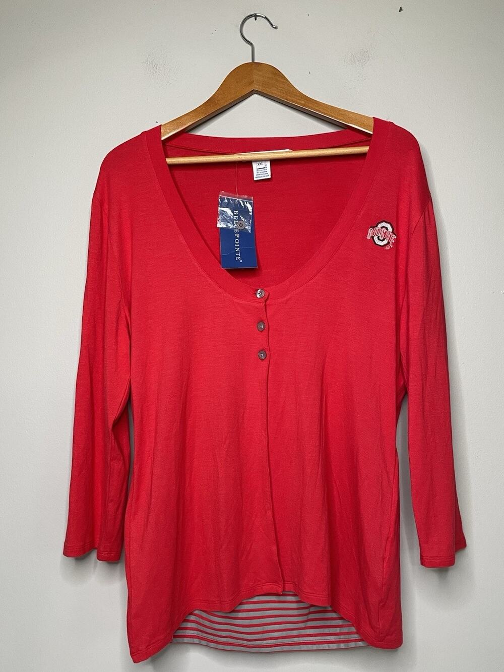 BellePointe Ohio State Buckeyes Twofer Top Women's 2XL Red V-Neck Layered NWT